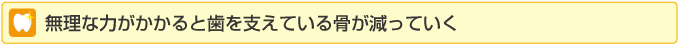 無理な力がかかると歯を支えている骨が減っていく