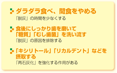 むし歯を防ぐ３つのポイント